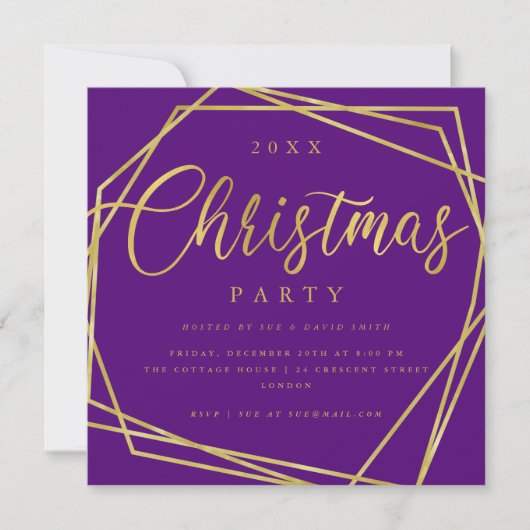 Invitation Script MODERNE Gold Frame de Noël (Devant)