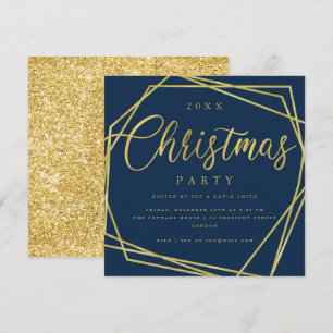 Invitation Script MODERNE Gold Marine Foil Frame de Noël