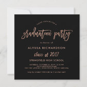 Invitation Script moderne | Graduation Party Faux Rose Gold (Devant)