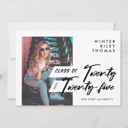 Invitation Script moderne Gradué Vingt-quatre photo (Devant)