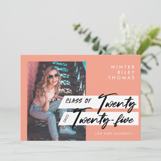 Invitation Script moderne Gradué Vingt-quatre photo (Debout devant)