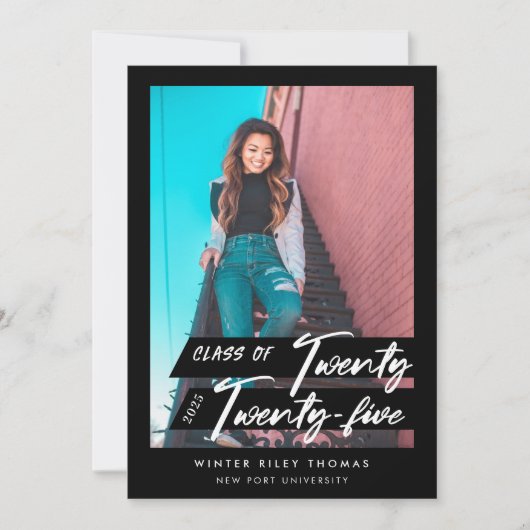 Invitation Script moderne Gradué Vingt-quatre photo (Devant)