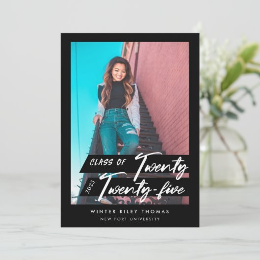 Invitation Script moderne Gradué Vingt-quatre photo (Debout devant)