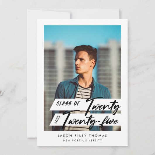 Invitation Script moderne Gradué Vingt-quatre photo (Devant)