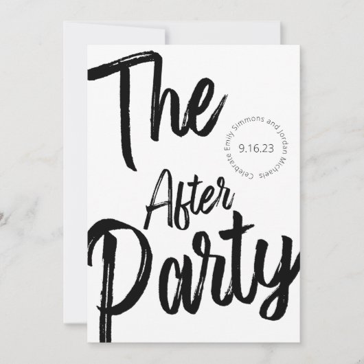 Invitation Script moderne Gras Noir Blanc Après Mariage de fê (Devant)