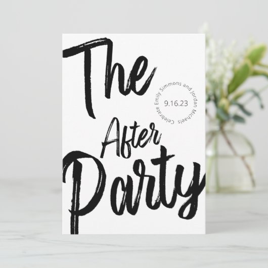 Invitation Script moderne Gras Noir Blanc Après Mariage de fê (Debout devant)