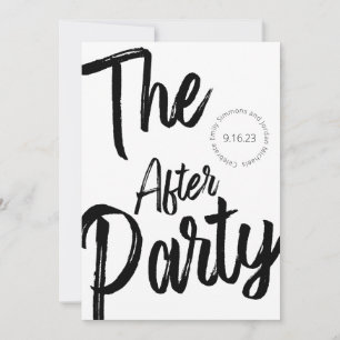 Invitation Script moderne Gras Noir Blanc Après Mariage de fê
