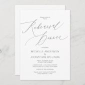 Invitation Script moderne, Gris, Dîner de répétition Mariage (Devant / Derrière)