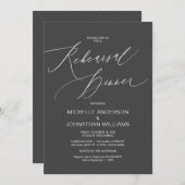 Invitation Script moderne, Gris foncé, Dîner de répétition Ma (Devant / Derrière)