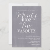 Invitation Script moderne Gris Washed Pierre Rustique Mariage (Devant)