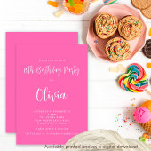 Invitation Script moderne Hot rose 10e fête d'anniversaire