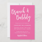 Invitation Script moderne Hot rose tendance Brunch Bubbly Dou (Devant)