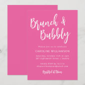 Invitation Script moderne Hot rose tendance Brunch Bubbly Dou (Devant / Derrière)