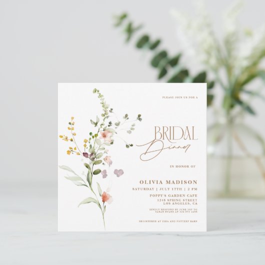Invitation Script moderne Jardin Floral Dîner nuptial (Debout devant)