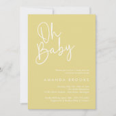 Invitation Script moderne Jaune Oh Baby Baby shower simple (Devant)