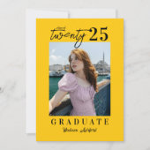 Invitation Script moderne Jaune Photo Party Graduation (Devant)