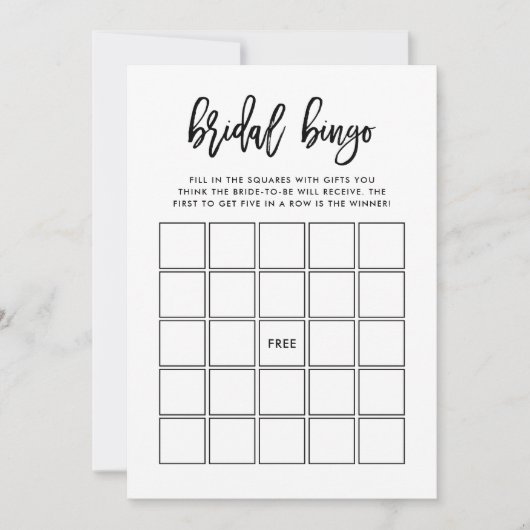 Invitation Script moderne| Jeu de bingo Fête de l'mariée (Devant)