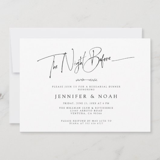 Invitation Script Moderne La Nuit Avant Le Dîner De Répétitio (Devant)