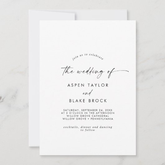Invitation Script Moderne Le Mariage de (Devant)