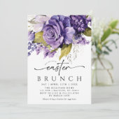 Invitation Script moderne Lilac Floral Pâques Brunch (Debout devant)