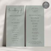 Invitation Script moderne Lumière Sage Green Wedding Programm