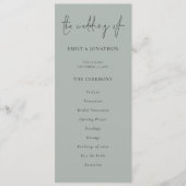 Invitation Script moderne Lumière Sage Green Wedding Programm (Devant)