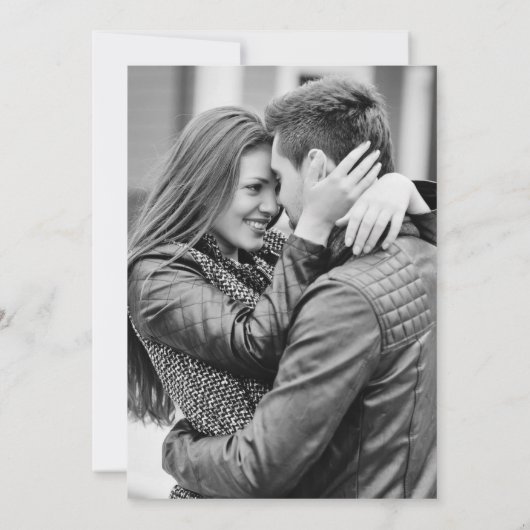 Invitation Script moderne | Mariage arrière photo noir et bla (Dos)