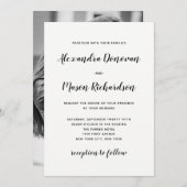 Invitation Script moderne | Mariage arrière photo noir et bla (Devant / Derrière)