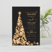 Invitation Script moderne Mariage de Noël Arbre d'or Festif (Debout devant)