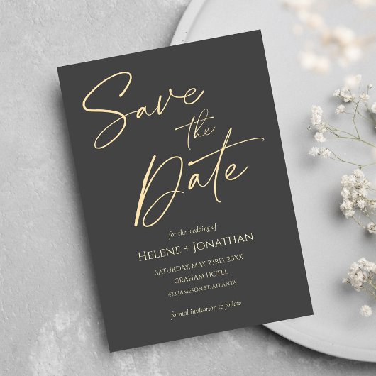 Invitation Script Moderne Mariage Élégant Enregistrer La Date