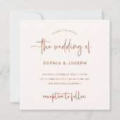 Invitation Script moderne | Mariage en terre cuite et crème (Devant)