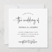 Invitation Script moderne | Mariage noir et blanc (Devant)