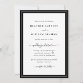 Invitation Script moderne Mariage noir et blanc (Devant)