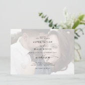 Invitation Script moderne | Mariage photo horizontal dégradé (Debout devant)