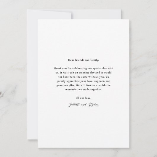 Invitation Script moderne Mariage photo simple Merci (Dos)
