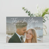 Invitation Script moderne Mariage photo simple Merci (Debout devant)