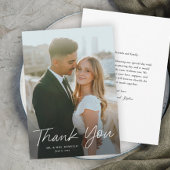 Invitation Script moderne Mariage photo simple Merci
