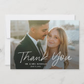 Invitation Script moderne Mariage photo simple Merci (Devant)