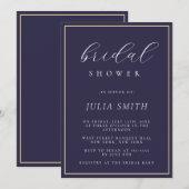 Invitation Script moderne Marine Blue Bridal Showeuse Invitat (Devant / Derrière)