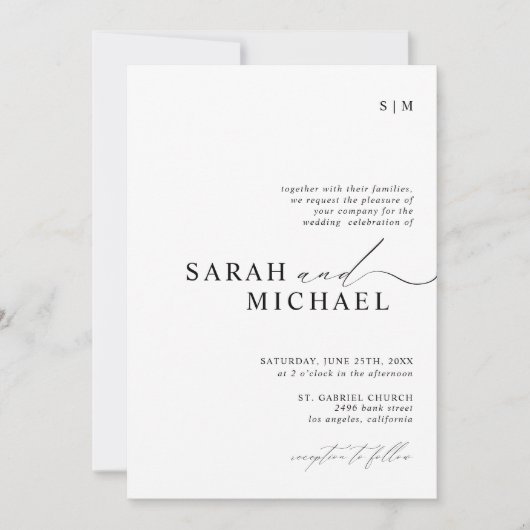 Invitation Script moderne minimal élégant Mariage de code QR (Devant)