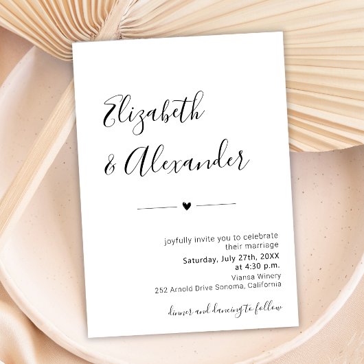 Invitation Script moderne minimal tout en un Mariage de code