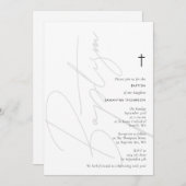 Invitation Script moderne minimaliste Baptême Christening (Devant / Derrière)