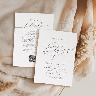 Invitation Script moderne minimaliste chic élégant Mariage él