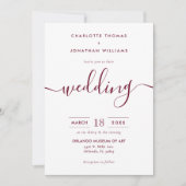Invitation Script moderne minimaliste Mariage Bourgogne (Devant)