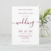 Invitation Script moderne minimaliste Mariage Bourgogne (Debout devant)