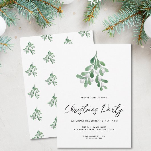Invitation Script moderne Mistletoe fête de Noël