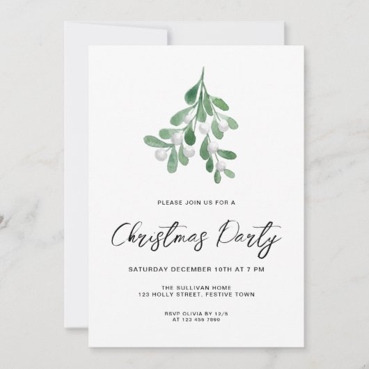 Invitation Script moderne Mistletoe fête de Noël (Devant)