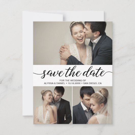 Invitation Script moderne Multi Photos Mariage numérique (Devant)