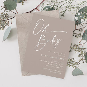 Invitation Script moderne Neutral Oh Baby shower