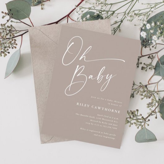 Invitation Script moderne Neutral Oh Baby shower